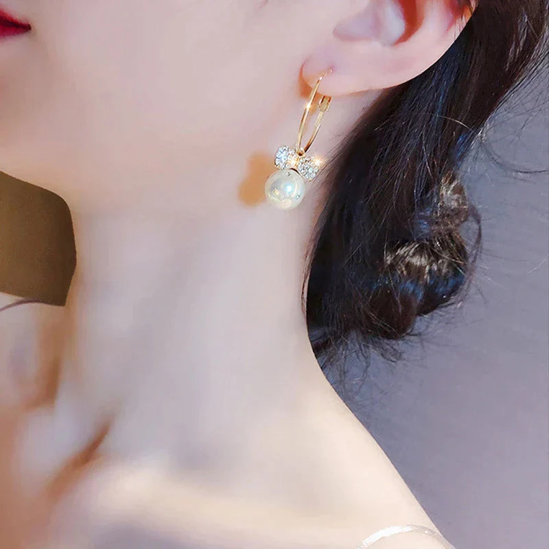 Pearl and Cubic Zirconia Earrings in Gold Jasmine's Boutique Australia