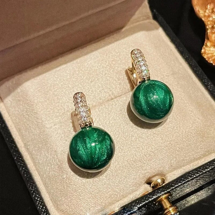 Green Pearls with Zirconia Earrings in Gold Jasmine's Boutique Australia