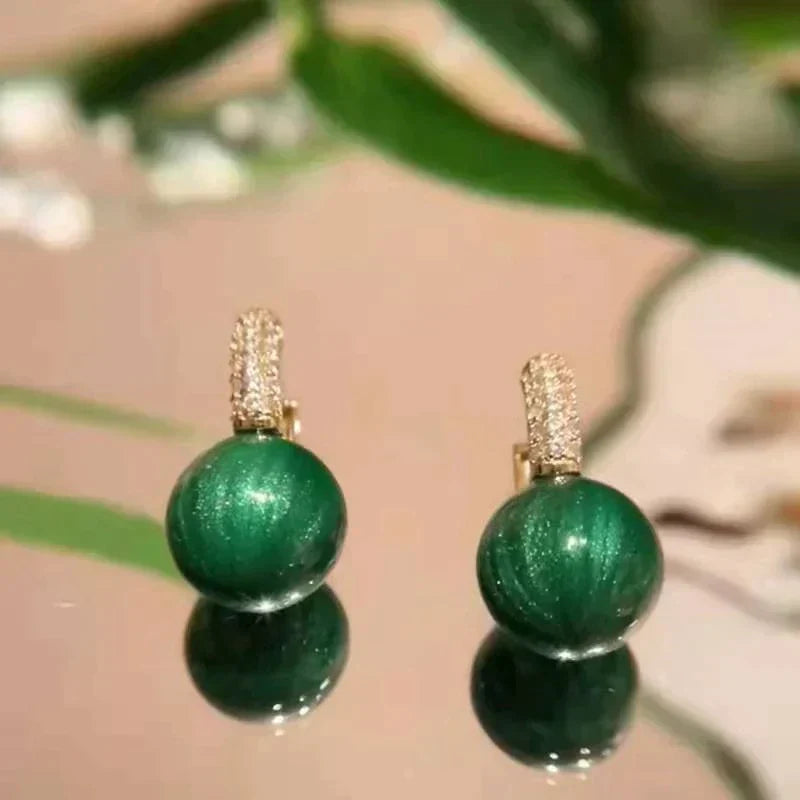 Green Pearls with Zirconia Earrings in Gold Jasmine's Boutique Australia