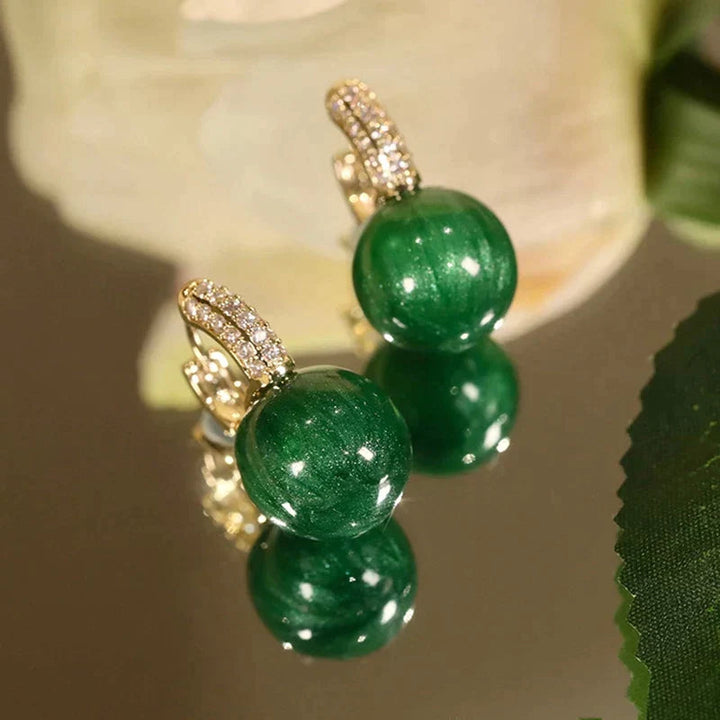 Green Pearls with Zirconia Earrings in Gold Jasmine's Boutique Australia