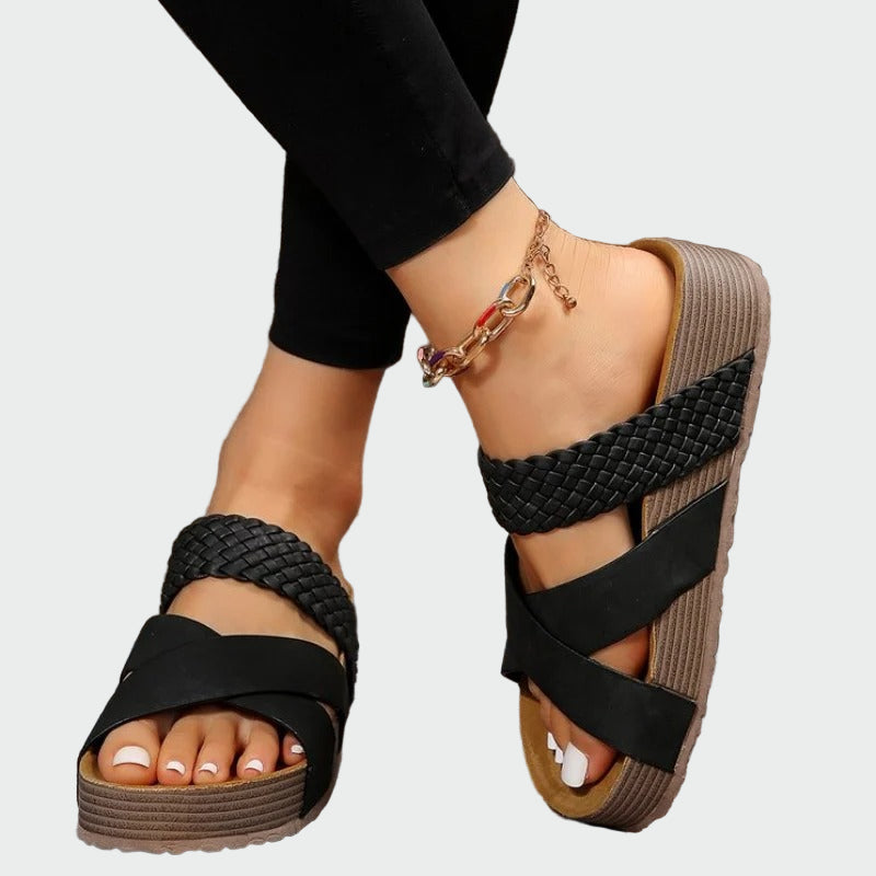 Brown Woven Strap Platform Sandals Jasmine's Boutique Australia