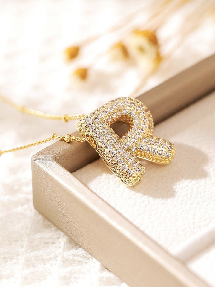 Pavé Bubble Letter Monogram Necklace Jasmine's Boutique Australia