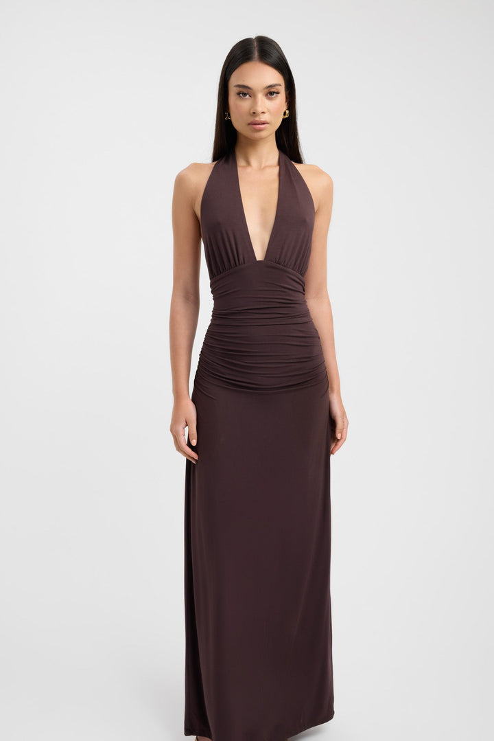 Mocha Elegance Halter Maxi Dress Jasmine's Boutique Australia
