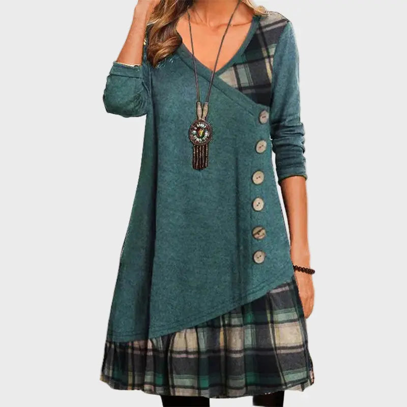 Grey Plaid Button Accent Dress Jasmine's Boutique Australia
