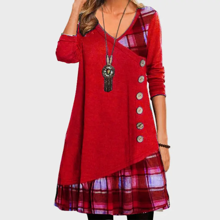 Grey Plaid Button Accent Dress Jasmine's Boutique Australia