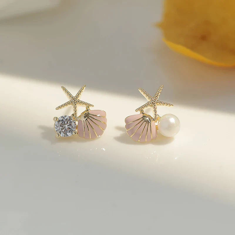 Oceanic Earrings with Pearl and Zirconia in Gold Jasmine's Boutique Australia