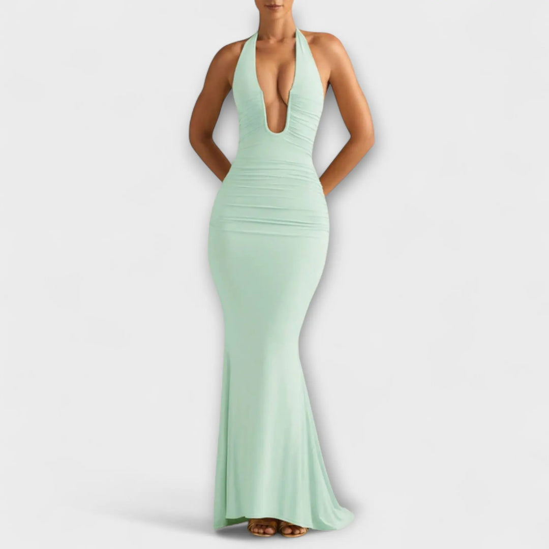 Elegant gala dress with an open back and stunning neckline Jasmine's Boutique Australia
