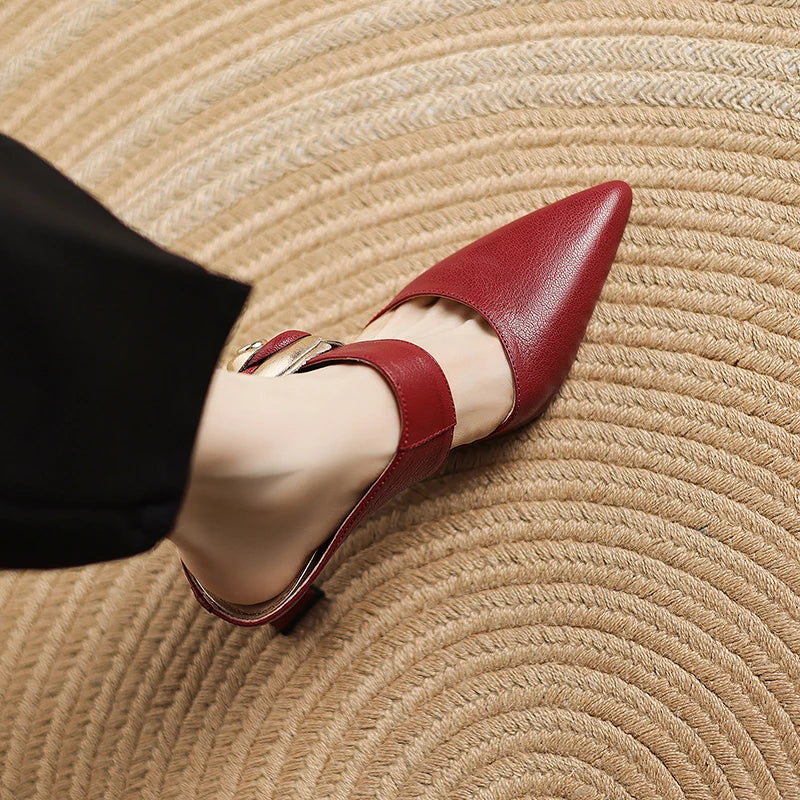 Garnet Genuine Leather Heels  Liora Lane Boutique