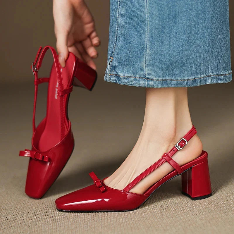 Melani Genuine Leather Heels  Liora Lane Boutique  Red / 11.5 119.99