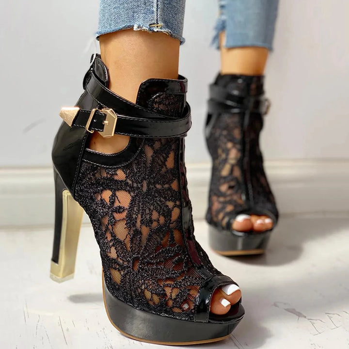 Mira Lace Heels  Liora Lane Boutique  Black / 11.5 99.99