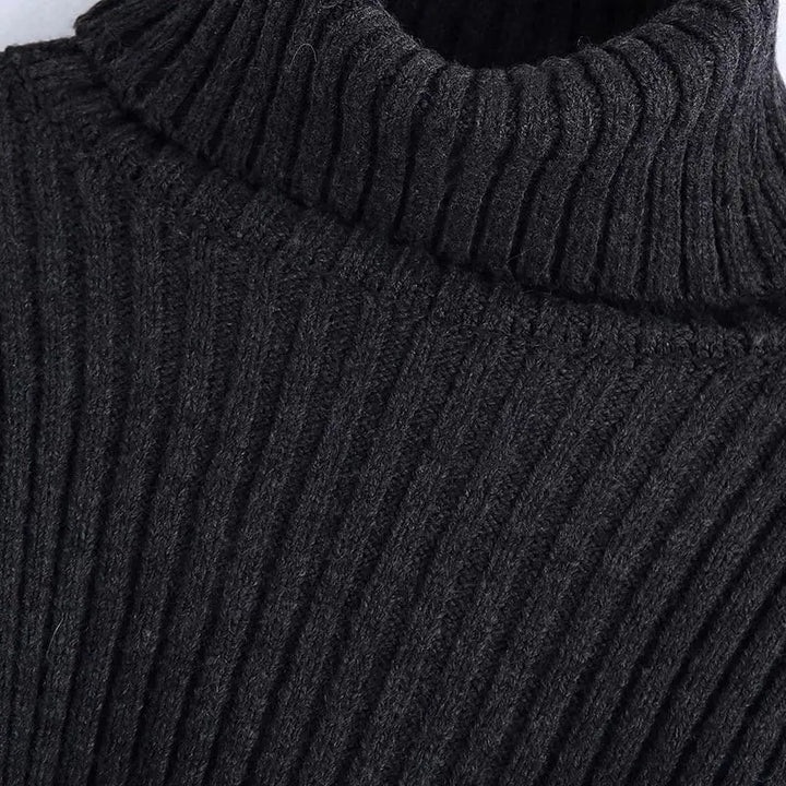 Midnight Ribbed Cropped Turtleneck Sweater Jasmine's Boutique Australia