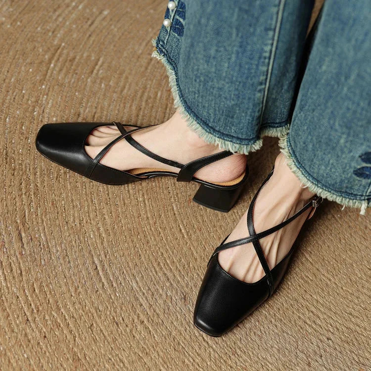 Elavie Genuine Leather Heels  Liora Lane Boutique