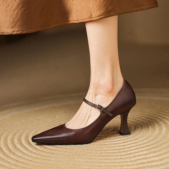 Samara Genuine Leather Heels  Liora Lane Boutique  Brown / 9.5 129.99