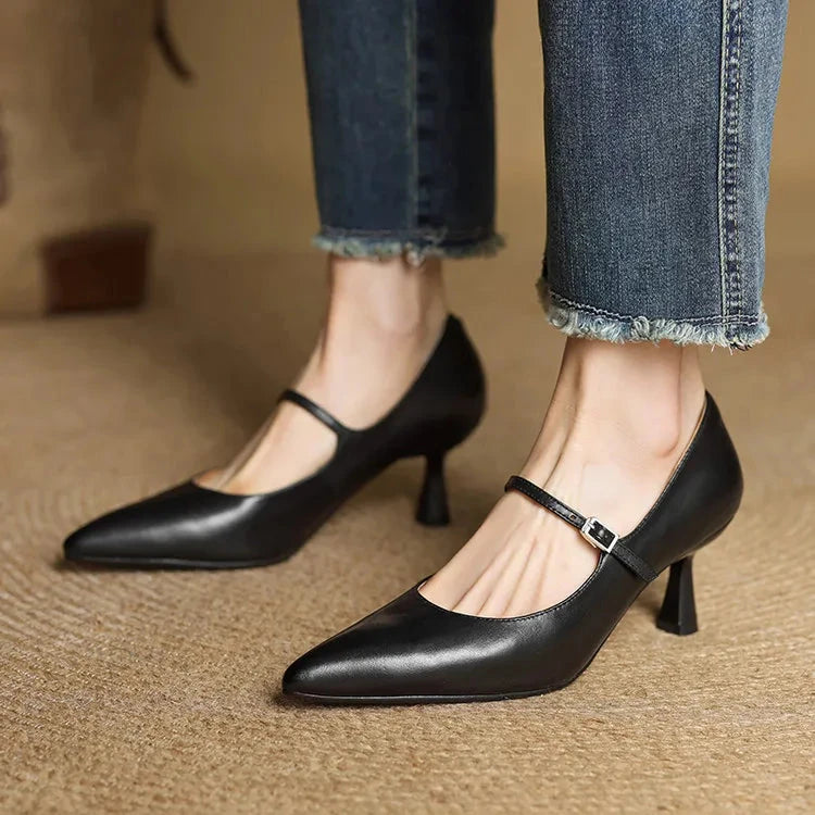 Selene Genuine Leather Pumps  Liora Lane Boutique  Black / 9.5 129.99