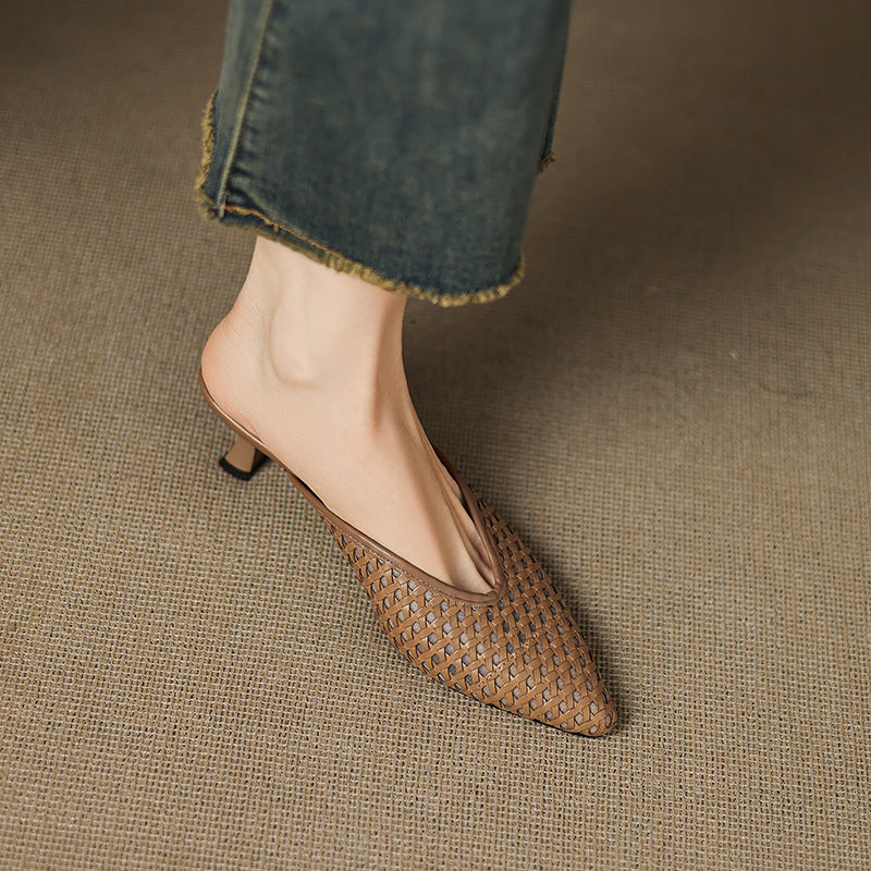 Olivia Genuine Leather Mules  Liora Lane Boutique