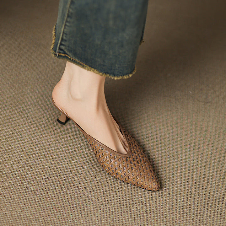 Olivia Genuine Leather Mules  Liora Lane Boutique