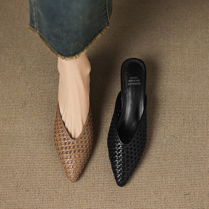 Olivia Genuine Leather Mules  Liora Lane Boutique