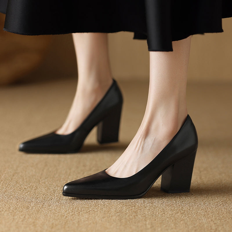 Nora Genuine Leather Heels  Liora Lane Boutique