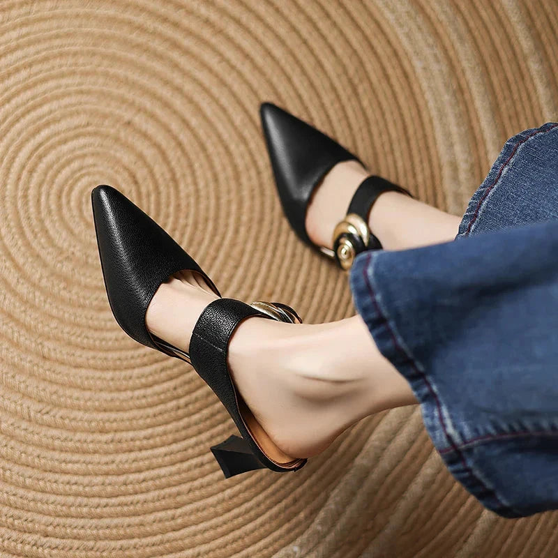 Garnet Genuine Leather Heels  Liora Lane Boutique