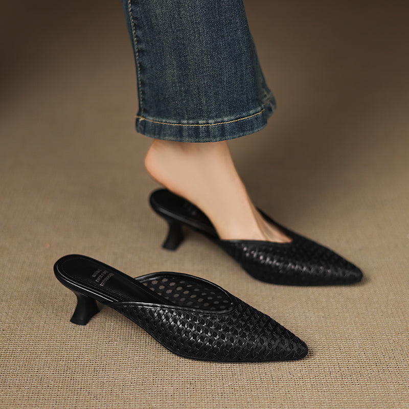 Olivia Genuine Leather Mules  Liora Lane Boutique