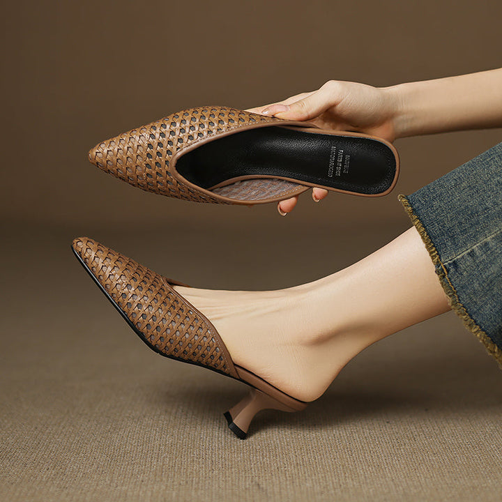 Olivia Genuine Leather Mules  Liora Lane Boutique  Brown / 9.5 119.99