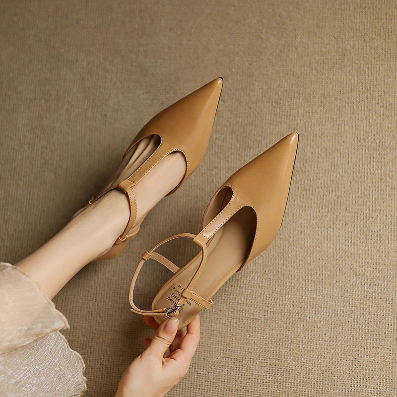 Serava Genuine Leather Heels  Liora Lane Boutique