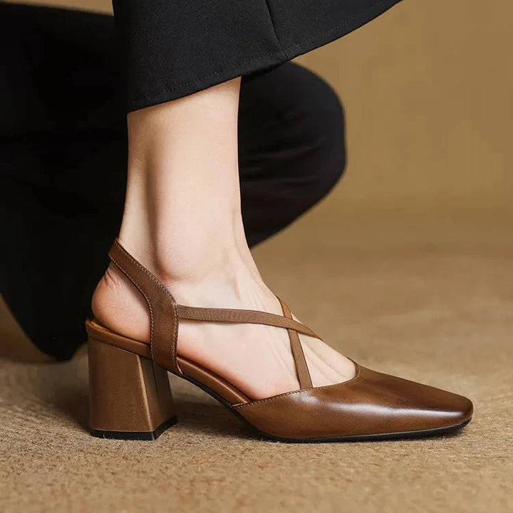 Petra Genuine Leather Heels  Liora Lane Boutique  Brown / 9.5 119.99