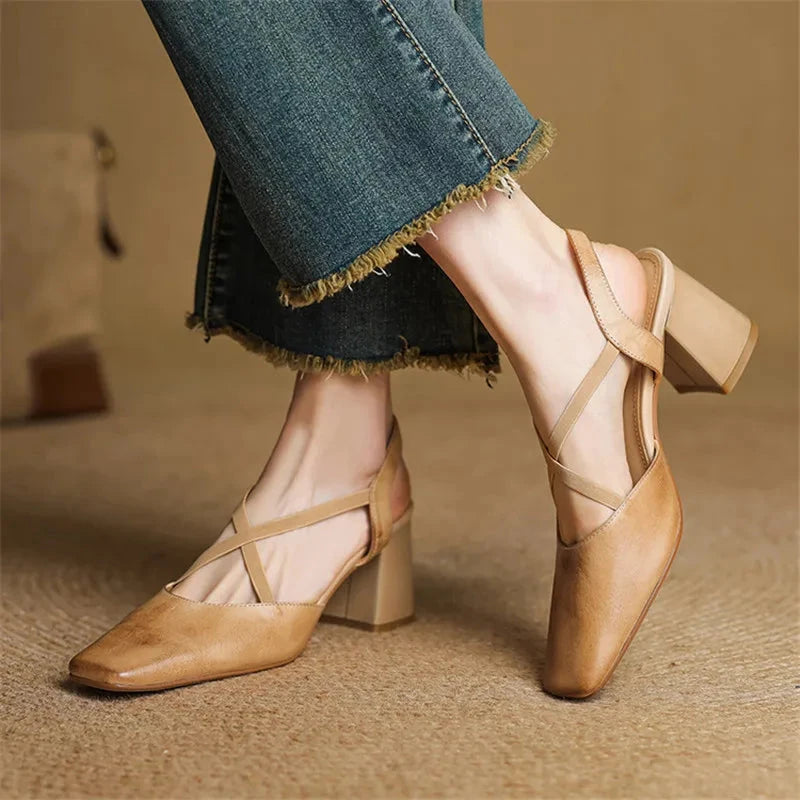 Petra Genuine Leather Heels  Liora Lane Boutique  Camel / 9.5 119.99