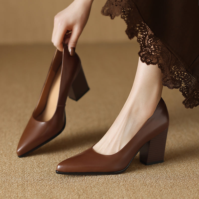 Nora Genuine Leather Heels  Liora Lane Boutique