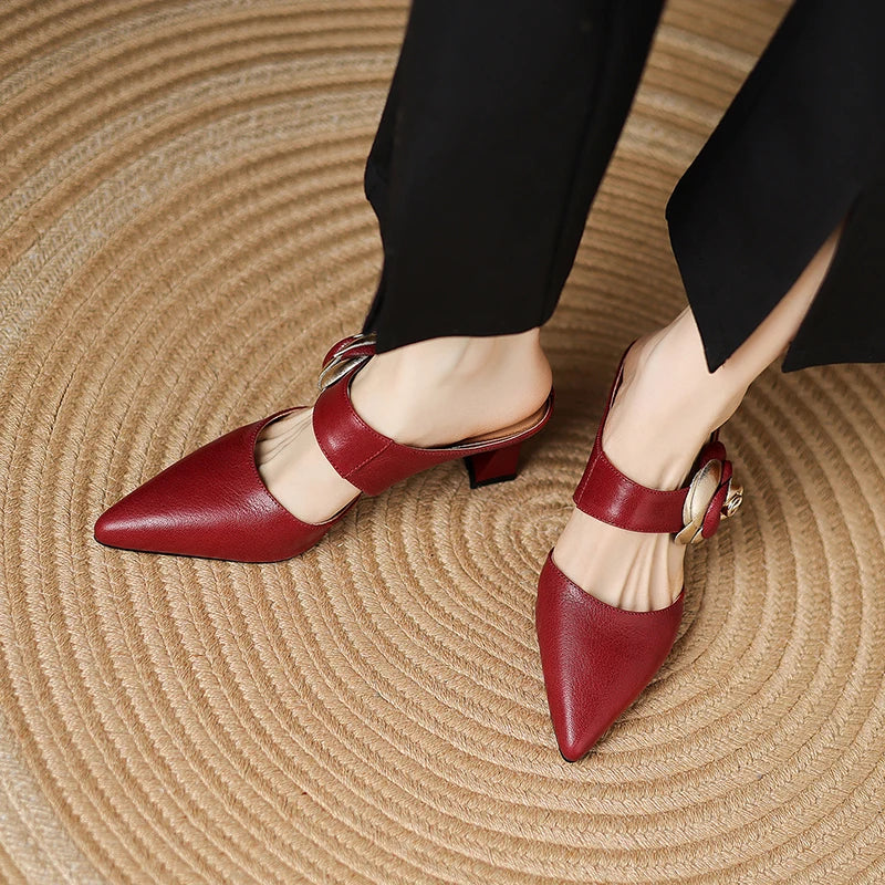 Garnet Genuine Leather Heels  Liora Lane Boutique