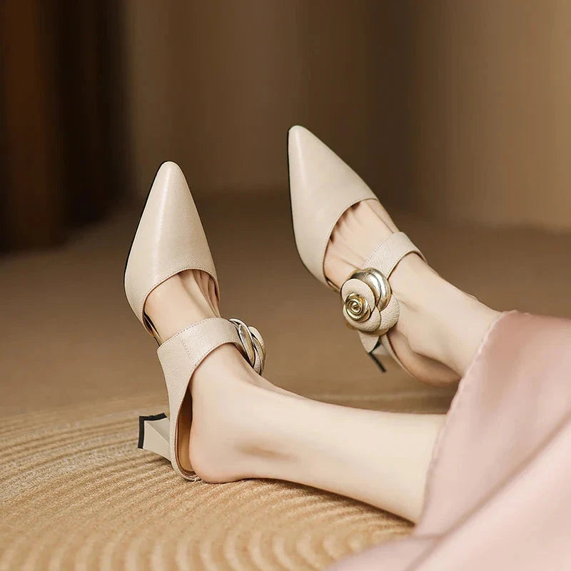 Garnet Genuine Leather Heels  Liora Lane Boutique