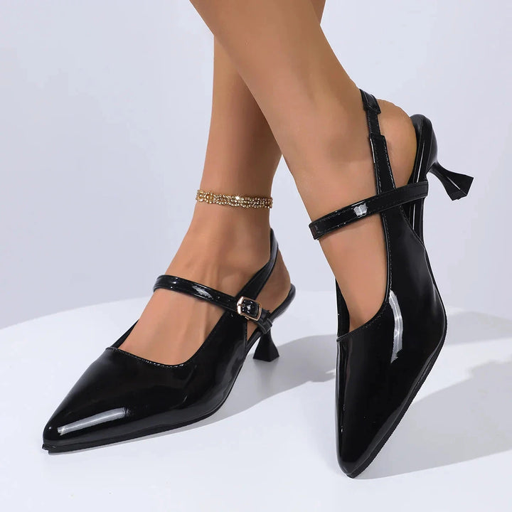 Myri Slingbacks  Liora Lane Boutique  Glossy Black / 12.5 69.99