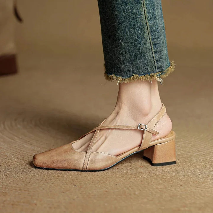 Elavie Genuine Leather Heels  Liora Lane Boutique