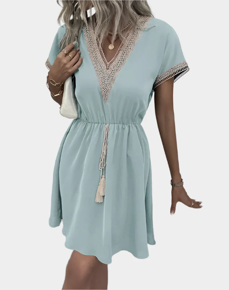 Romantic Boho Dress with Belt and V-Neck Jasmine's Boutique Australia