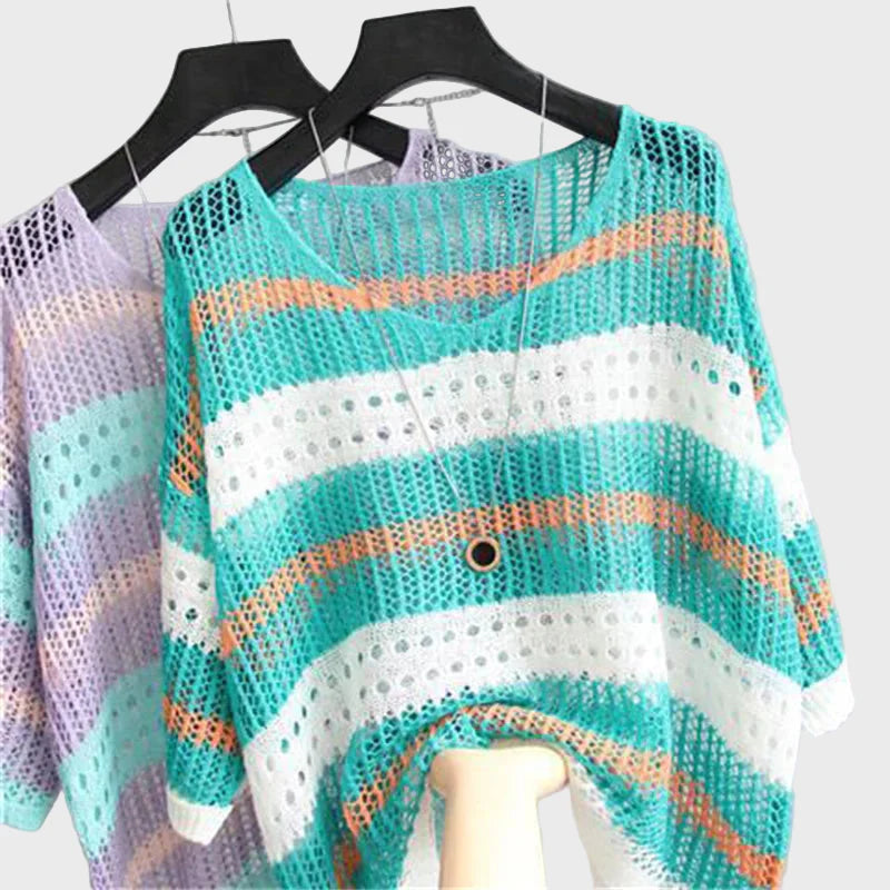 Lightweight Knit Top with Openings Liora Lane Boutique