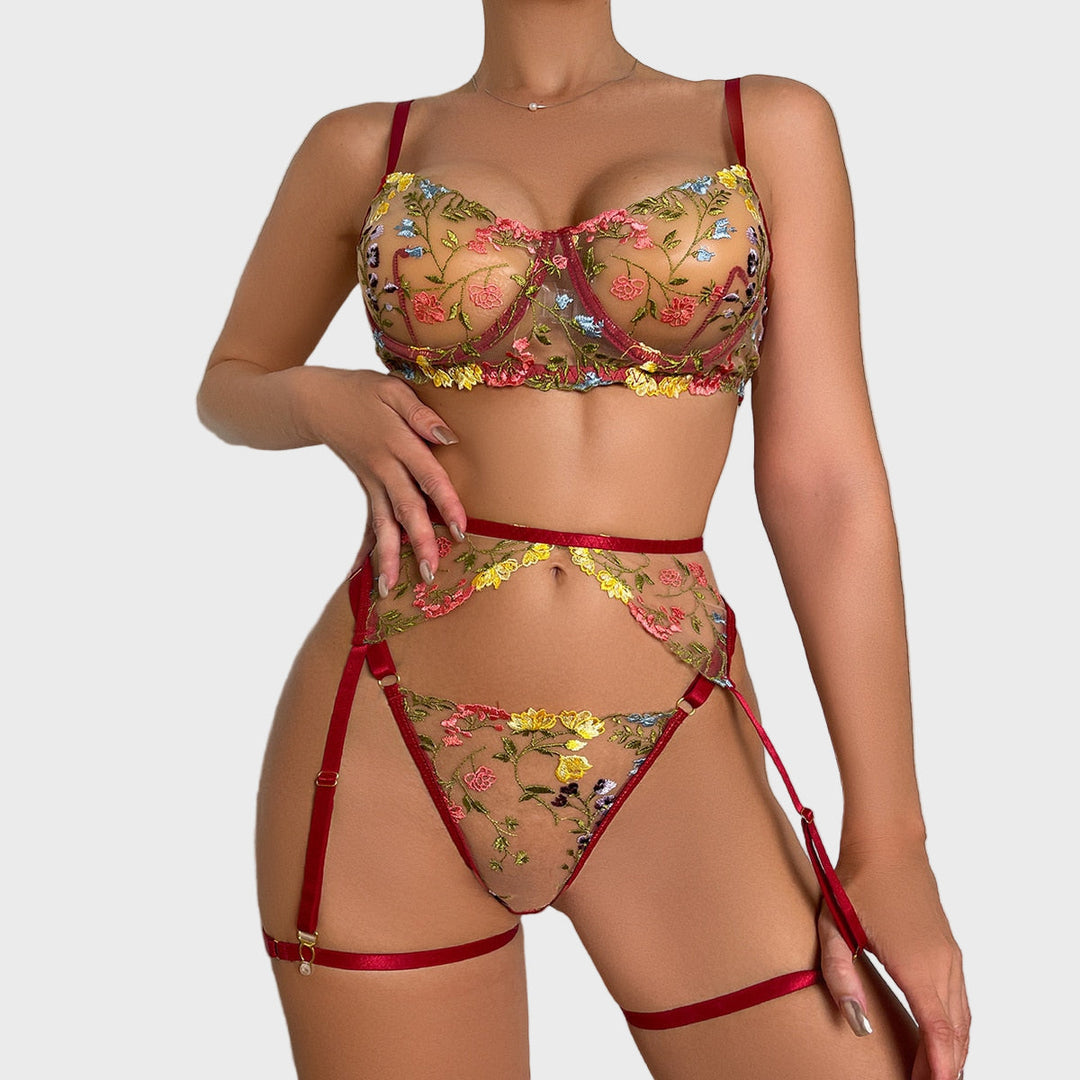 Flora Mystique Embroidered Lingerie Set Jasmine's Boutique Australia