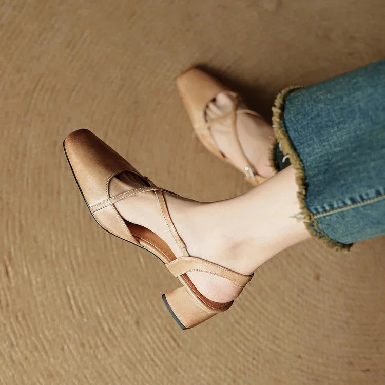 Elavie Genuine Leather Heels  Liora Lane Boutique