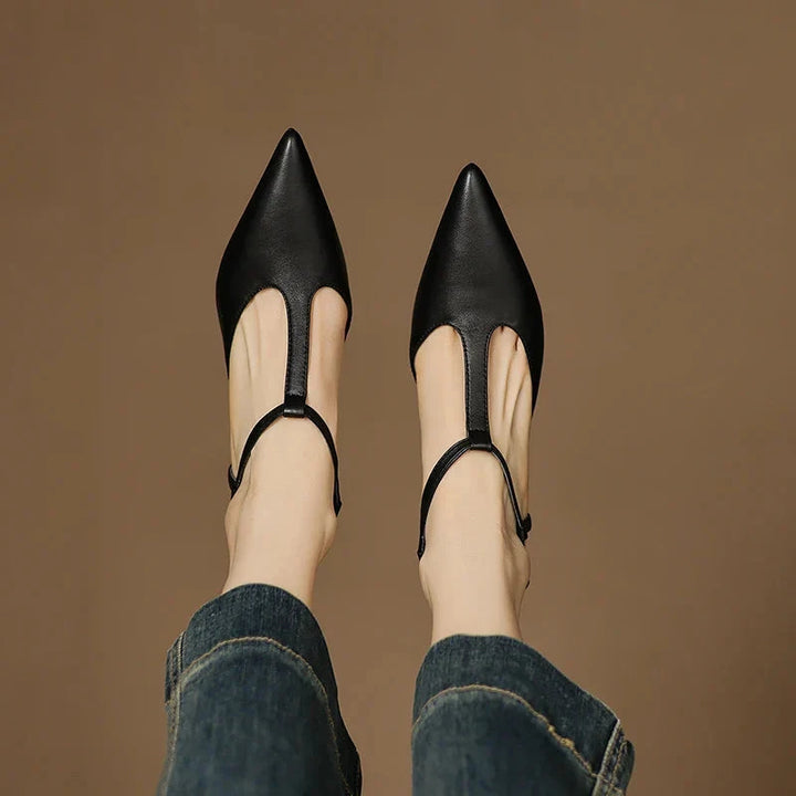 Serava Genuine Leather Heels  Liora Lane Boutique  Black / 9.5 119.99