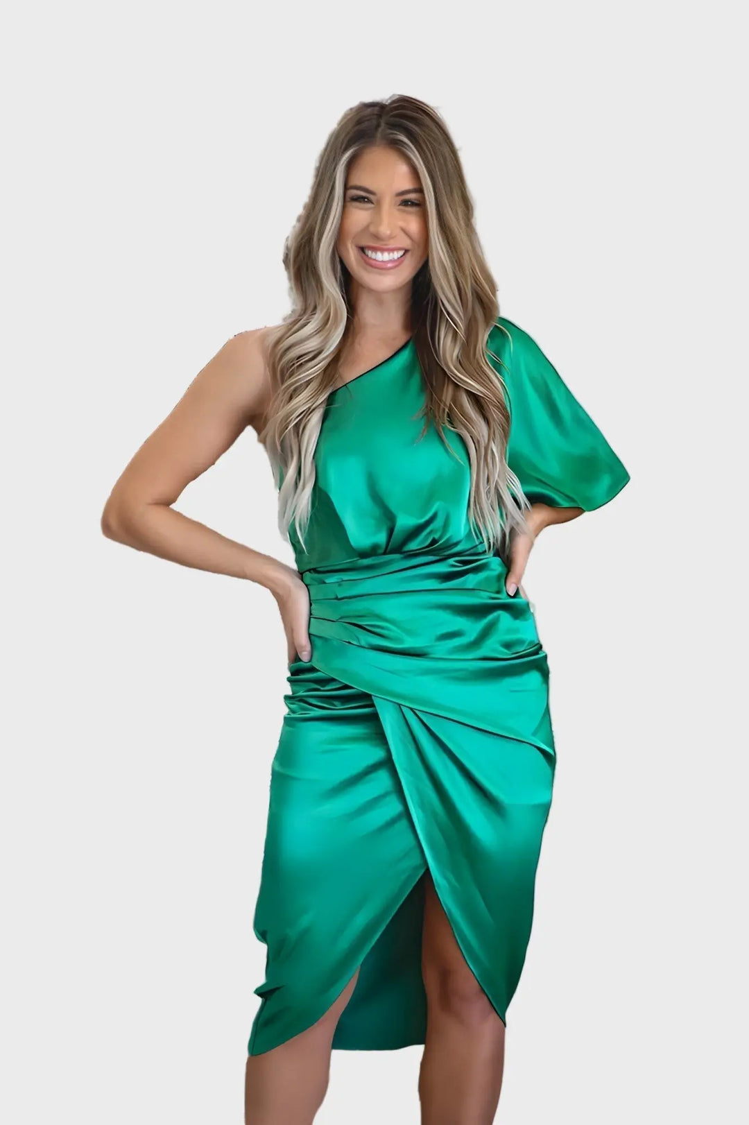Elegant  One-Shoulder Satin Dress Jasmine's Boutique Australia