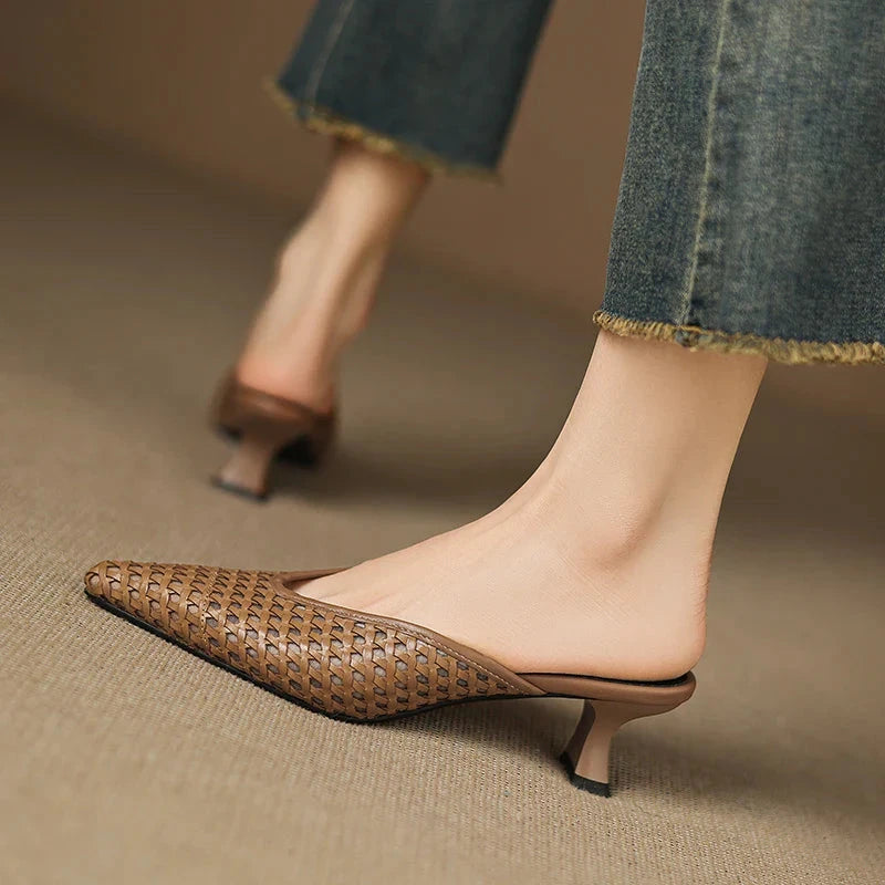 Olivia Genuine Leather Mules  Liora Lane Boutique