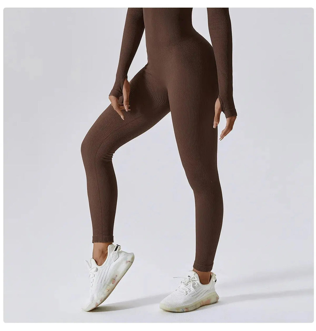 Mocha Sculpt Seamless Ribbed Jumpsuit Jasmine's Boutique Australia