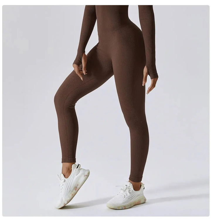 Mocha Sculpt Seamless Ribbed Jumpsuit Jasmine's Boutique Australia