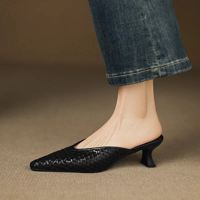 Olivia Genuine Leather Mules  Liora Lane Boutique