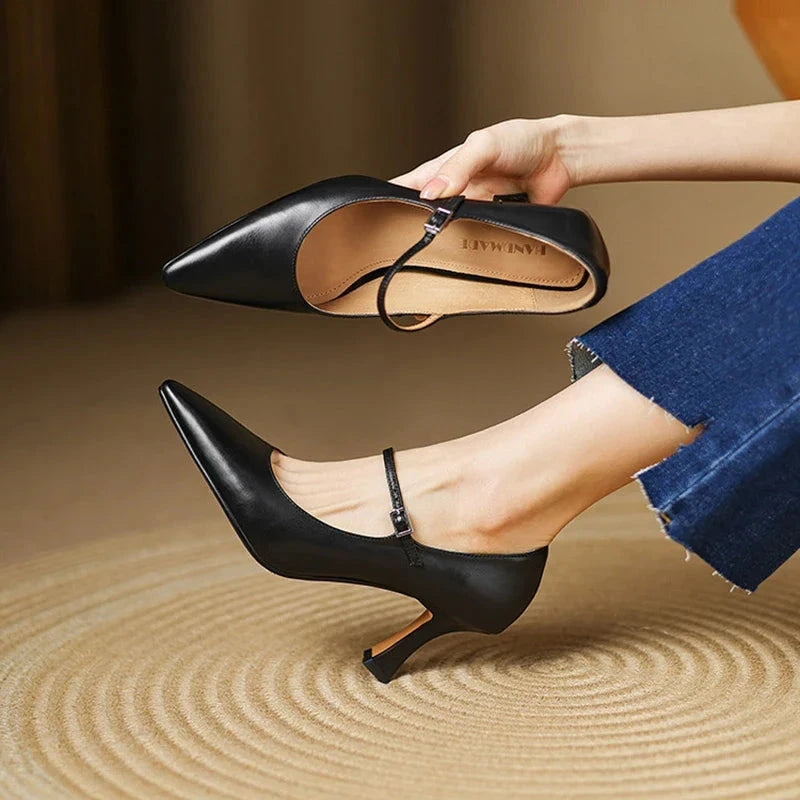 Samara Genuine Leather Heels  Liora Lane Boutique