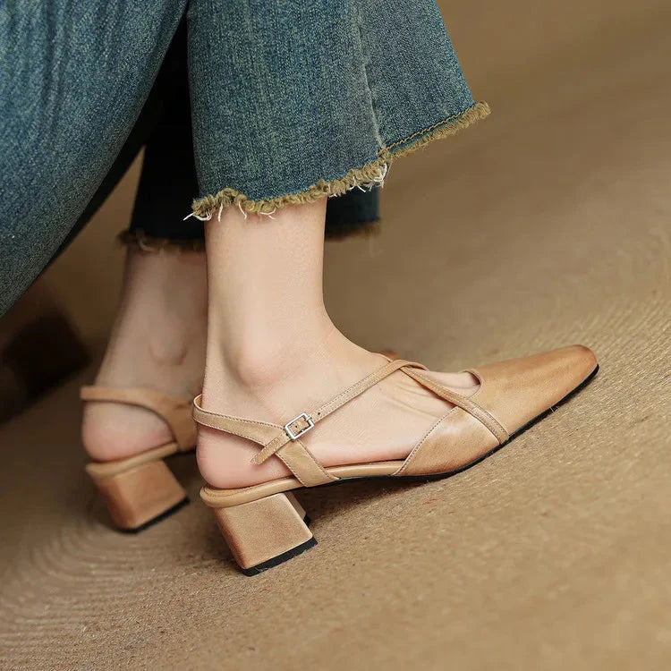 Elavie Genuine Leather Heels  Liora Lane Boutique