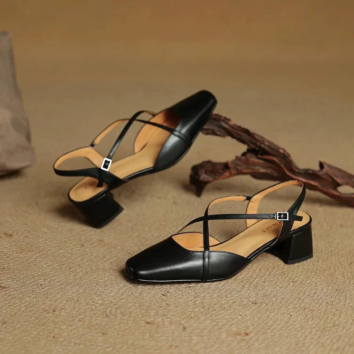 Elavie Genuine Leather Heels  Liora Lane Boutique