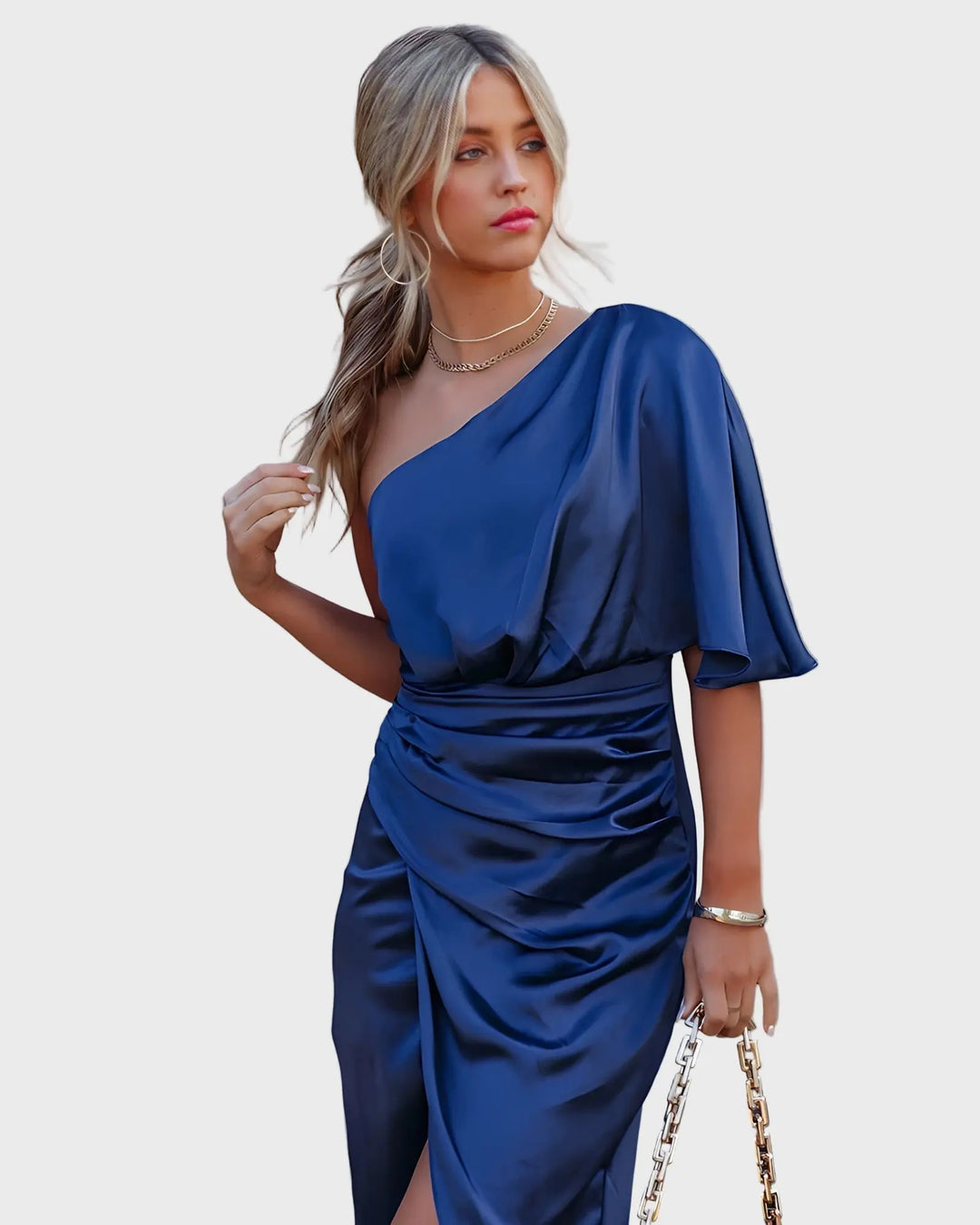 Elegant  One-Shoulder Satin Dress Jasmine's Boutique Australia
