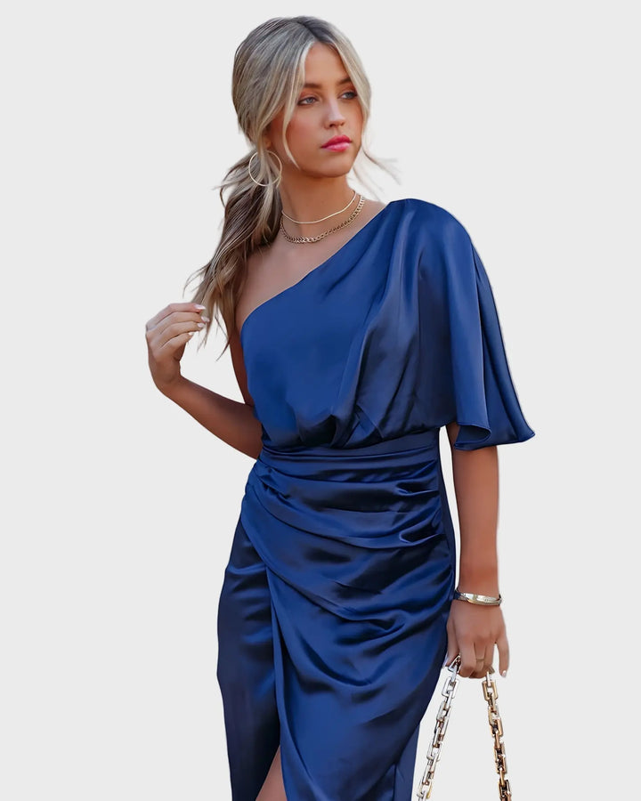 Elegant  One-Shoulder Satin Dress Jasmine's Boutique Australia