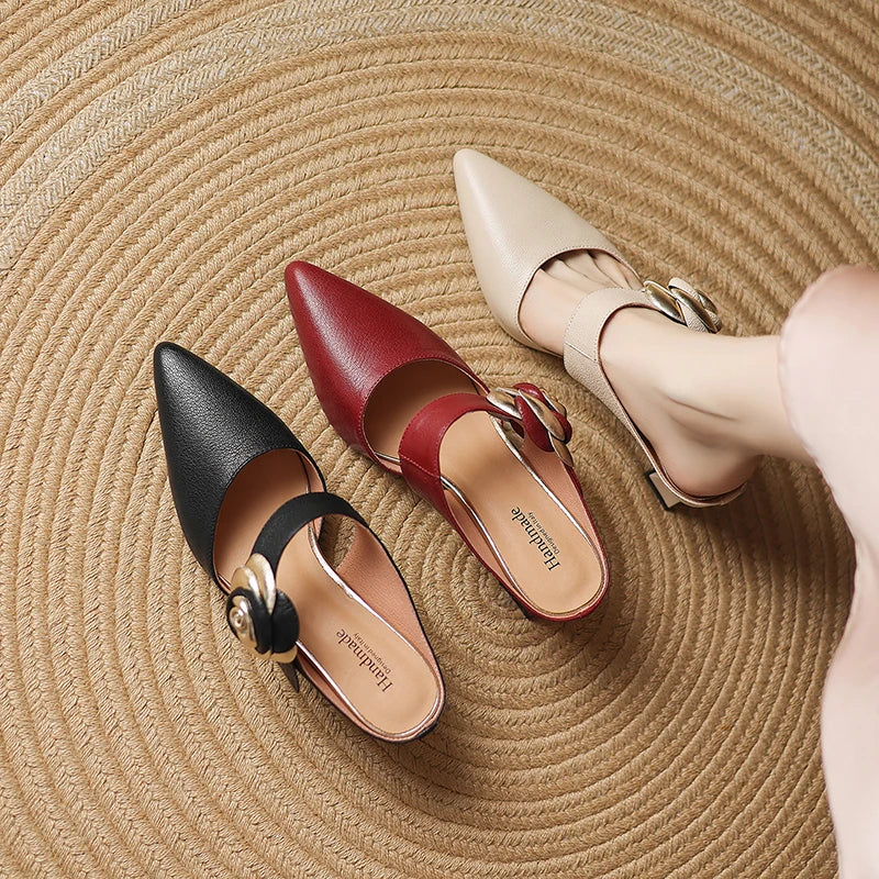 Garnet Genuine Leather Heels  Liora Lane Boutique