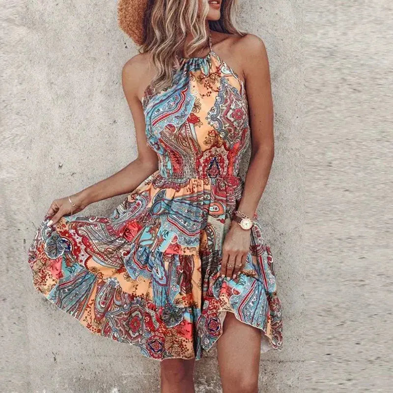Bohemian Sunset Halter Dress Jasmine's Boutique Australia